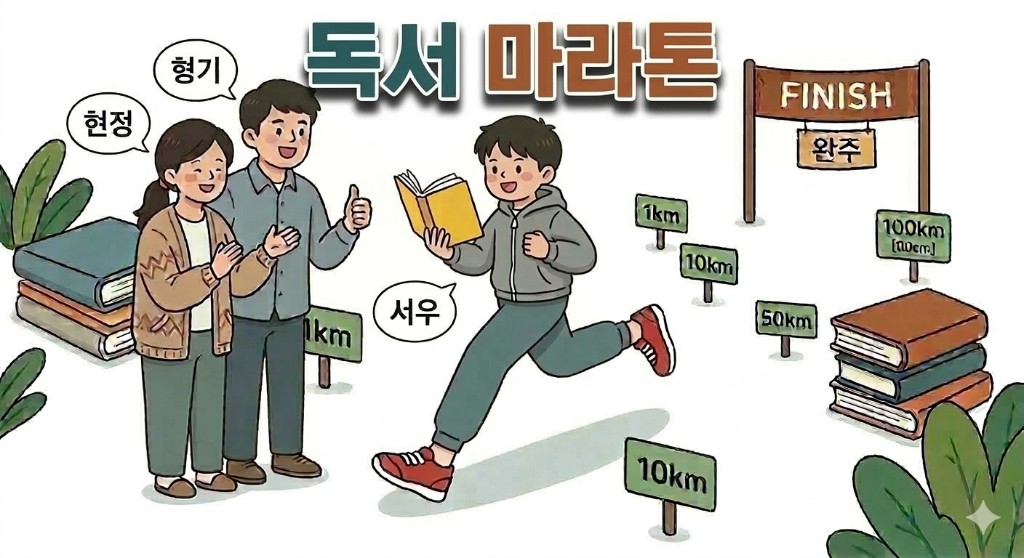 독서 마라톤 일러스트